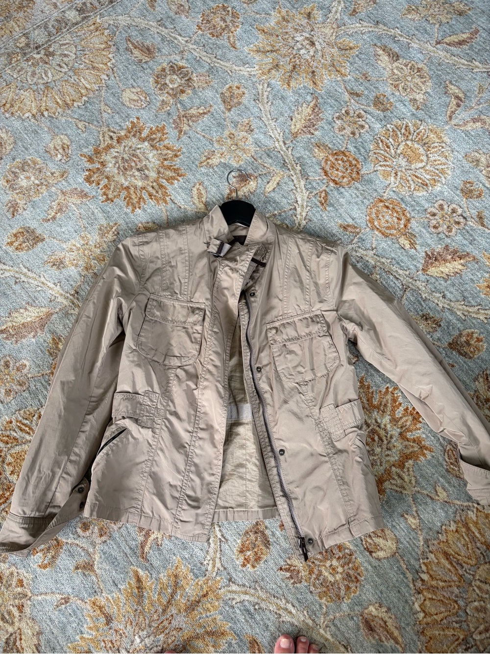 Massimo Dutti Beige Utility Jacket with Front Pockets